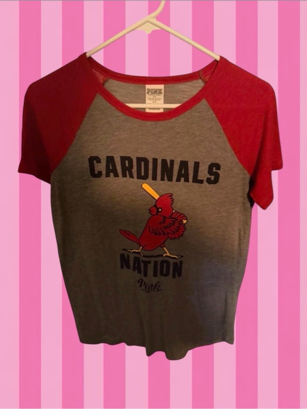 victoria’s secret pink cardinals baseball shirt